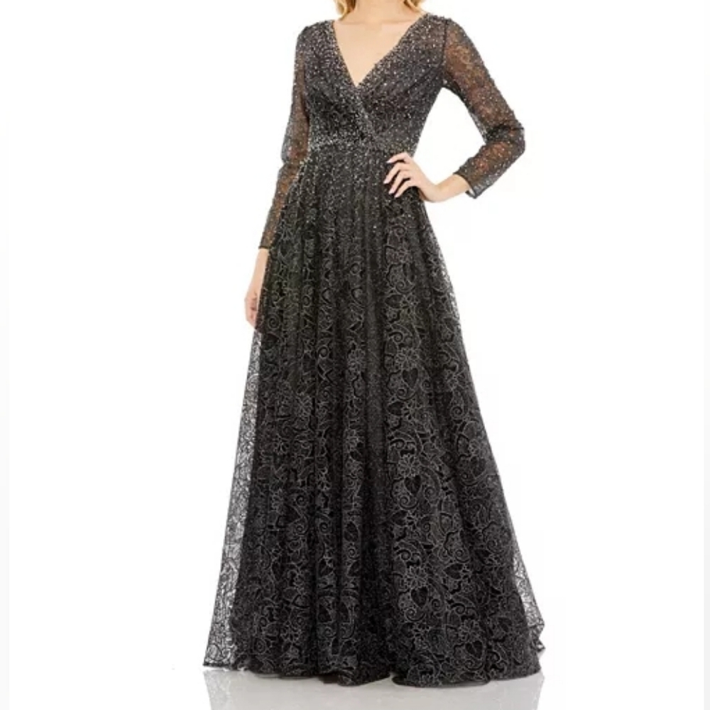 Mac Duggal Embellished Lace Gown Plus Size 22